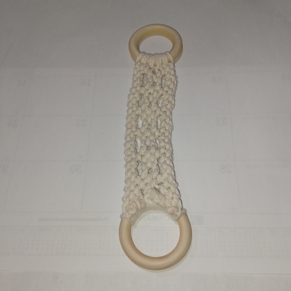 Hand Kitchen Towel Wooden Holder Boho Macrame Natural - Picture 3 of 12